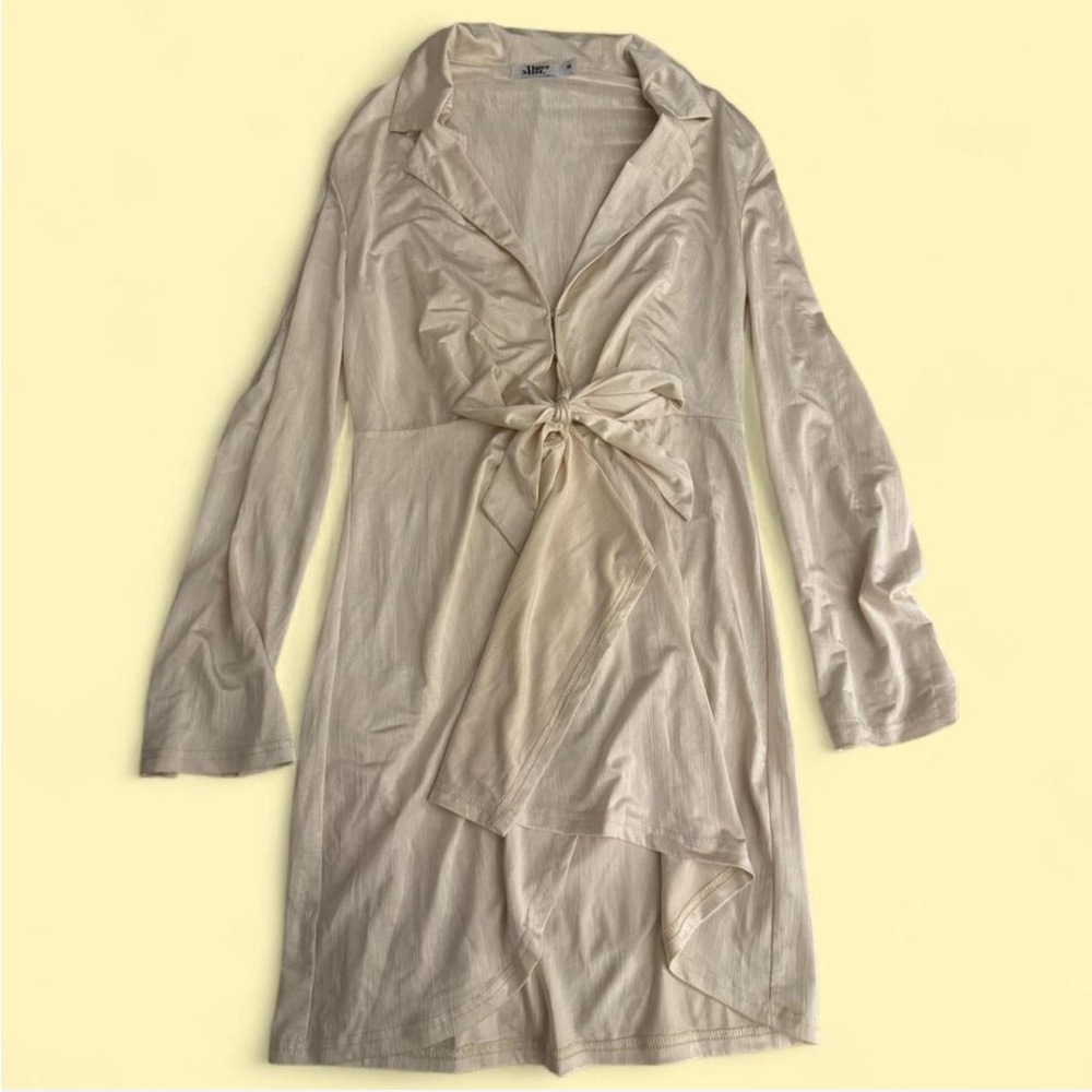 Tiger Mist Cream Long Sleeve Dress